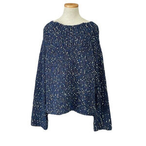 Suncoo Paris Sweater Pullover Placid Blue Fuzzy Knit Boatneck Size T3 Large